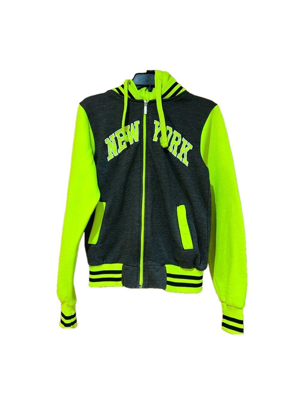 New York Kids Neon Zip Up Hoodie Large